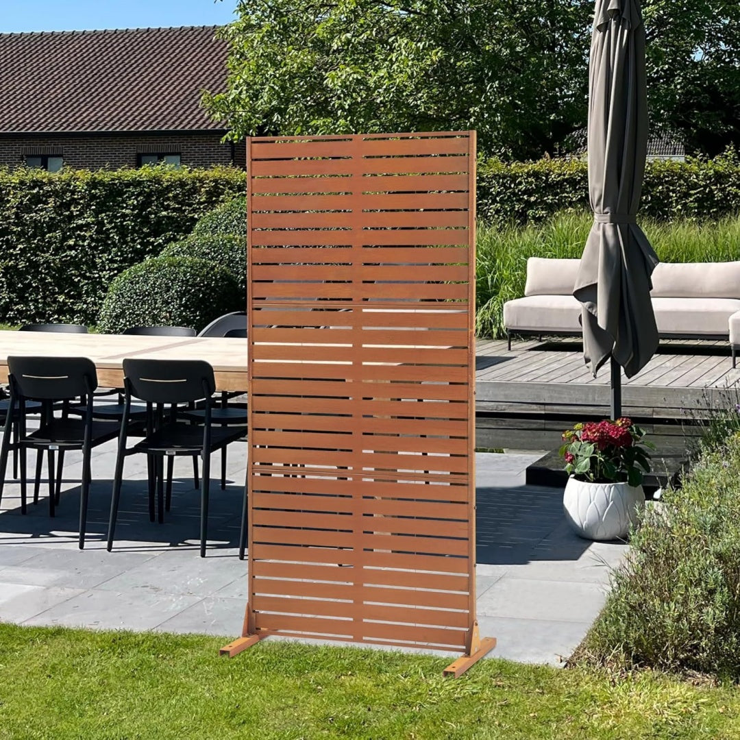 Schermi divisori e protettivi per giardino con struttura in acciaio marrone 180x90 cm