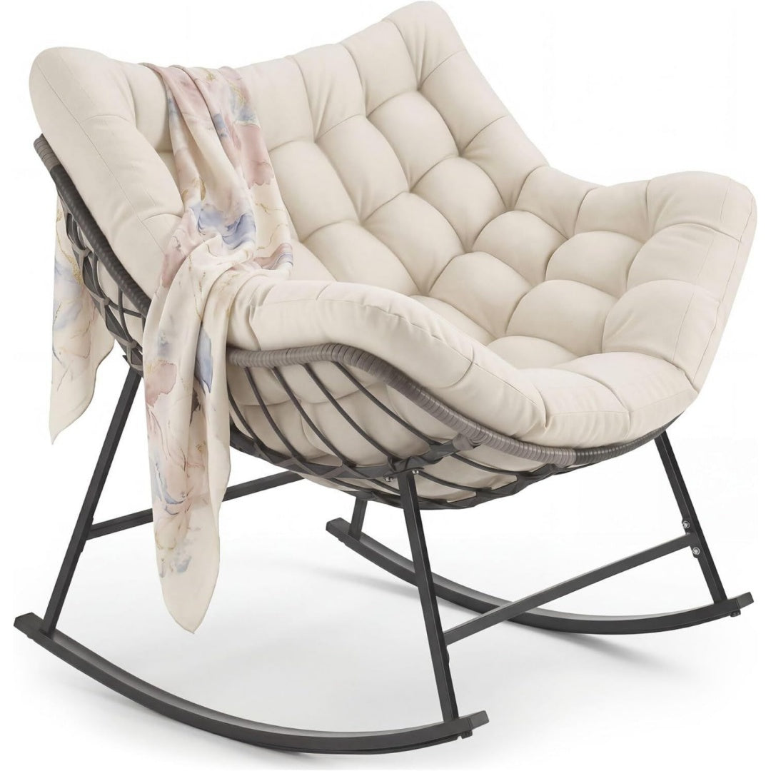 Sedia , Sedia a dondolo, Poltrona a dondolo Imbottita, 93x99,5x89 cm, Pol