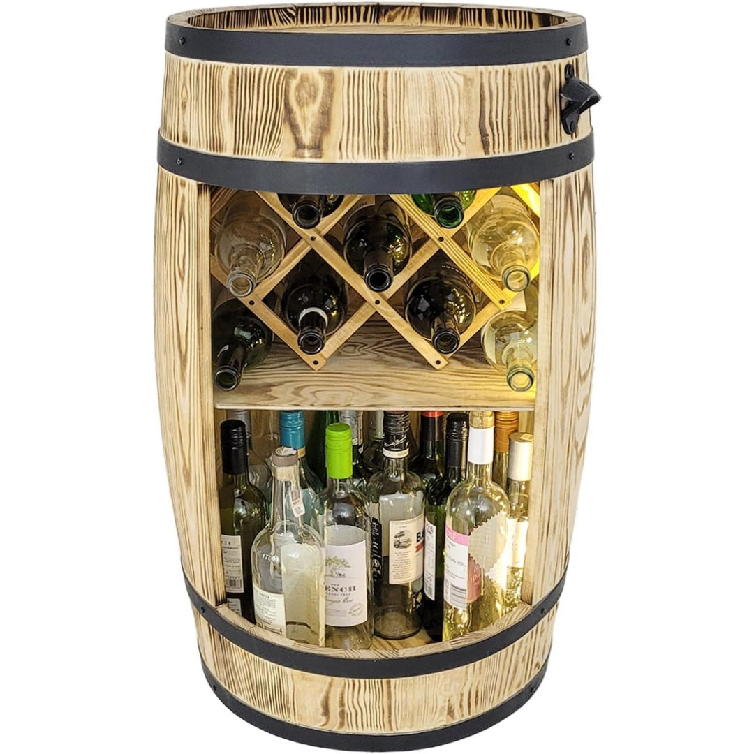 Armadio weeco Portabottiglie in legno con luci a LED e portabottiglie Barile in l