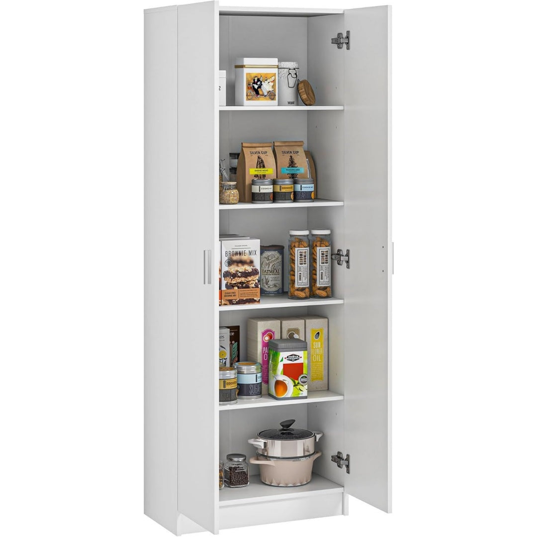 Armadio Armadio Multiuso con Ante Battenti 5 Ripiani 60x31.5x165 cm Bianco