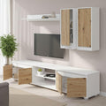 Pareti attrezzate Dmora Parete Attrezzata Wells 40x200x114h cm Bianco 7 Ripiani 6 Ante, 8 Van