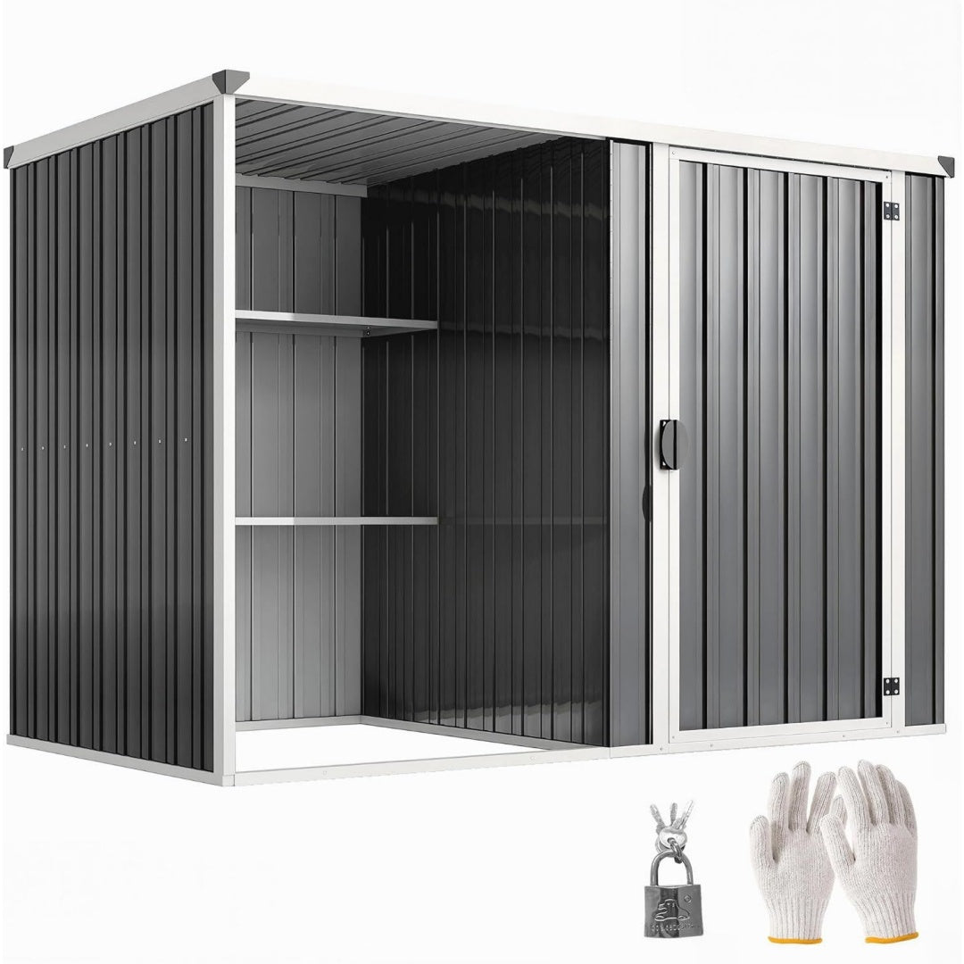 Capanni Outsunny Casetta da Giardino 2.7m2 Layout Diviso 2 Ripiani Grigio Scuro A